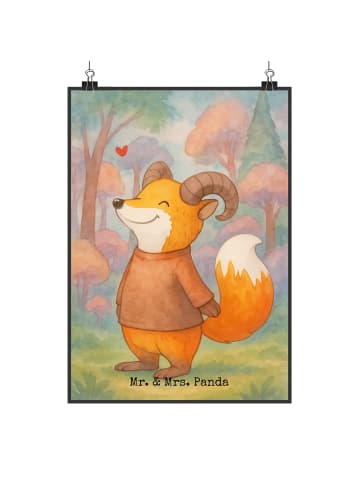 Mr. & Mrs. Panda Poster Widder Astologie Design ohne Spruch in Weiß