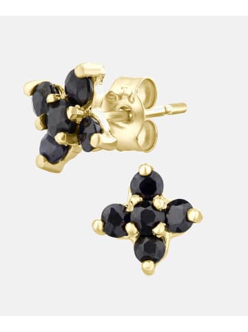 Vanlere Ohrstecker aus 375 Gelbgold mit Saphir Blumen-Design