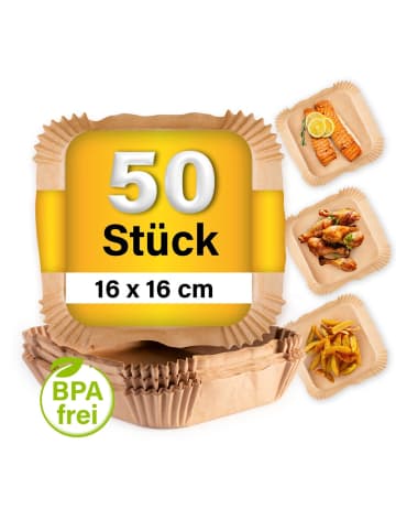 Gourmetmaxx GOURMETmaxx Backpapierschalen für Heißluftfritteusen (2–5 l) - 50 Stück