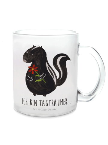 Mr. & Mrs. Panda Glas Stinktier Blume mit Spruch in Transparent