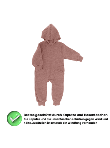 Kinderhaus Blaubär Baby-Overall mit Kapuze & Mulltuch Blaubaer in Rose Melange