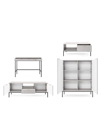 Feldmann-Wohnen Wohnzimmer-Set Nova Grau / Schwarz 4-teilig