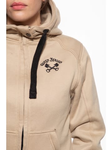 Queen Kerosin Queen Kerosin Sweatjacke mit separatem Softshell-Innenfutter QK Heart in beige