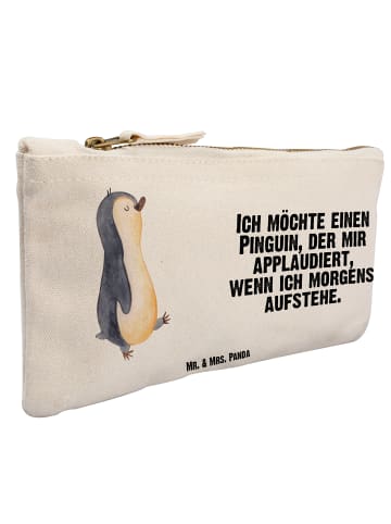 Mr. & Mrs. Panda Federtasche Pinguin mHerzieren mit Spruch in Weiß