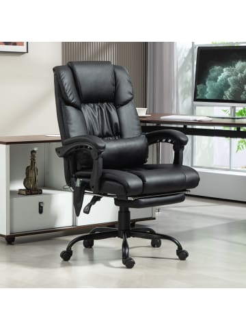 Vinsetto Bürostuhl mit Massagefunktion-75L x 66B x 112-122H cm-Schwarz