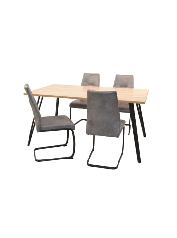 möbel-direkt Tischgruppe- 5teilig Cora in grau/Platte Artisan-Eiche-Nachbildung