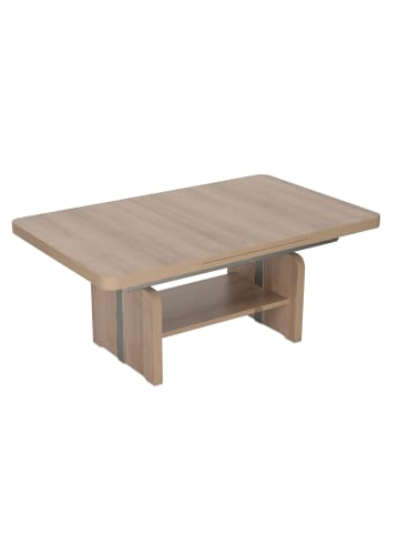 58 aufm Kessel COUCHTISCH höhenverstellbar Clea 130x56x80 Holzwerkstoff Eiche Sägerau