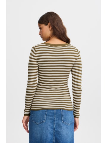 ICHI Strickpullover IHDIANE Regular fit in Lizard/Almond Milk stripe