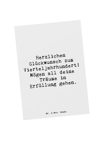 Mr. & Mrs. Panda Postkarte Spruch 25. Geburtstag Freude mit Spruch in Weiß