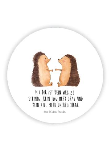 Mr. & Mrs. Panda Rund Magnet Igel Liebe mit Spruch in Weiß