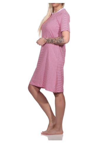 NORMANN Kurzarm Nachthemd Streifen - 79399 in rot