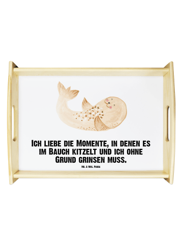 Mr. & Mrs. Panda Dekotablett Robbe Liegen mit Spruch in Weiß
