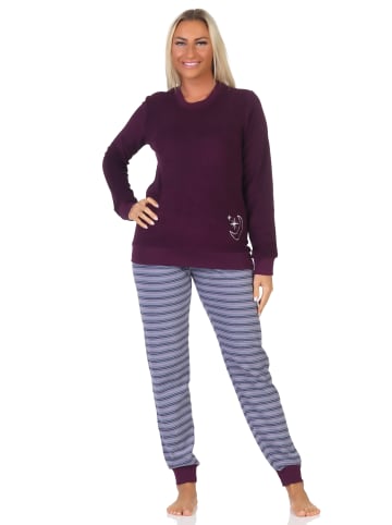 NORMANN Frottee langarm Schlafanzug Bündchen Pyjama - 82631 in beere