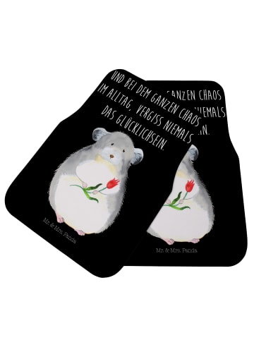 Mr. & Mrs. Panda Fahrer Autofußmatte Chinchilla Blume mit Spruch in Schwarz