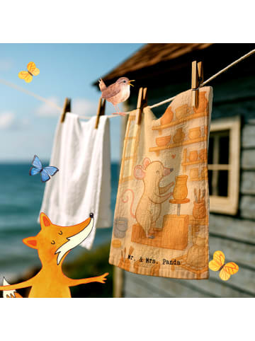 Mr. & Mrs. Panda Handtuch Maus Töpfern Design ohne Spruch in Weiß