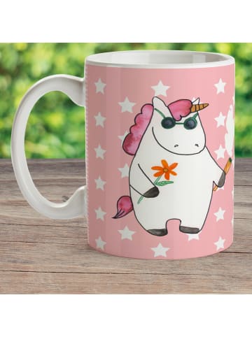 Mr. & Mrs. Panda Plastikbecher Einhorn Woodstock ohne Spruch in Rot Pastell