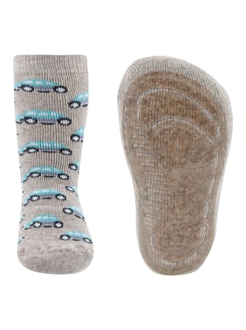 ewers Stoppersocken Autos in dunkel beige meliert