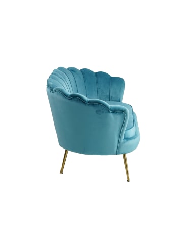 SalesFever Muschelsofa 2-Sitzer elegant Beine Chrom goldfarben und Samtbezug in Blau