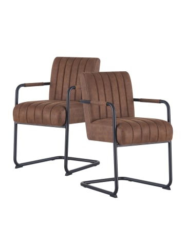 DUBI Möbel 2er-Set: Esszimmerstuhl BEN in Wildleder-Braun - (B)53 x (H)87 x  (T)62 cm