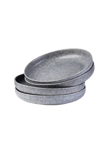 gipfelstück Suppenteller-Set, Steinzeug Moos'N'Stein in Grau