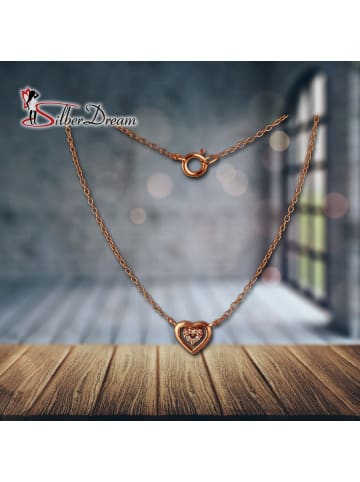 SilberDream 925 Silber vergoldet (Roségold 333) Damen SilberDream Halsketten Herz  ca. 45cm