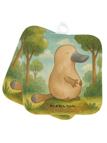 Mr. & Mrs. Panda Backhandschuhe Schnabeltier Mut Design ohne Spruch in Weiß