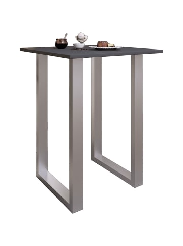 ebuy24 Bartisch Xona silberfarben Anthrazit 80 x 80 cm