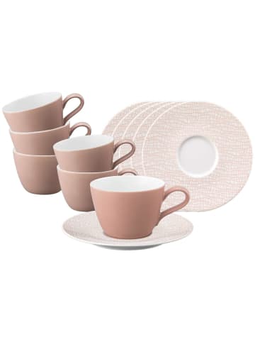 6er Set Kaffeetassen mit Untertassen Life Fashion in Posh Rose 240 ml