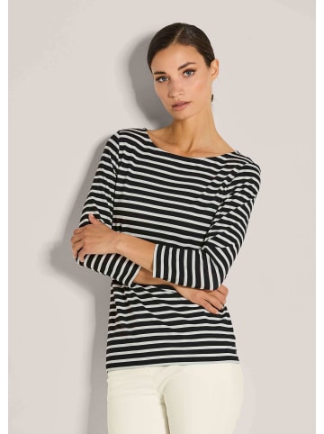 MADELEINE Ringelshirt mit U-Boot-Ausschnitt, Halbarm in wollweiß / schwarz