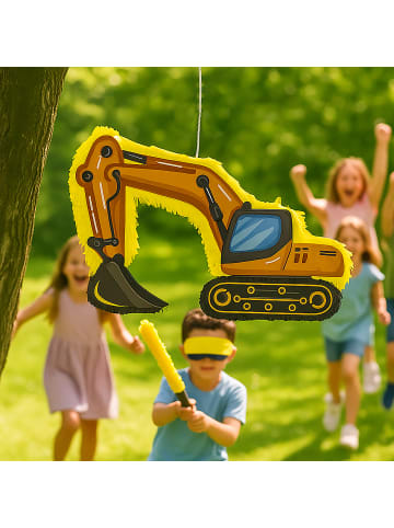 relaxdays 3-tlg. Baustellen-Pinata Set "Bagger" in Bunt