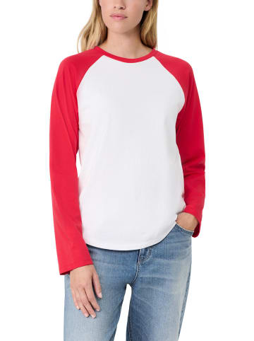 s.Oliver Langarmshirt Vintage Collection in weiß rot