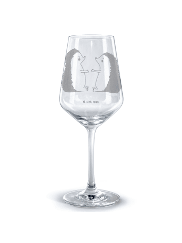 Mr. & Mrs. Panda Rotwein Glas Igel Liebe ohne Spruch in Transparent