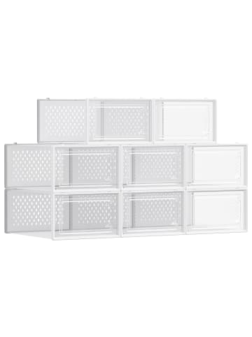 SONGMICS 8er-Set: Schuhbox Dennys in Transparent-Weiß - (B)23.1 x (H)14.3 x (T)33.3 cm