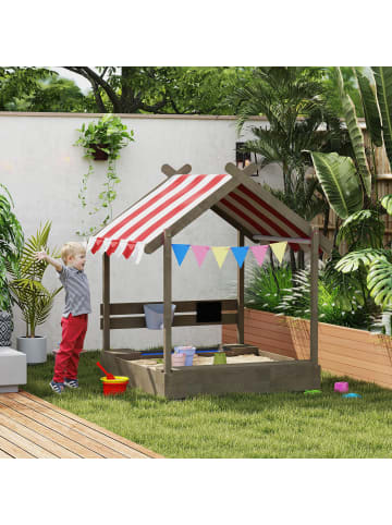 Outsunny Sandkasten in Grau 124L x 116B x 146H cm