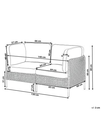 Beliani 2-tlg Gartensofa OMEGANA in Beige/Schwarz