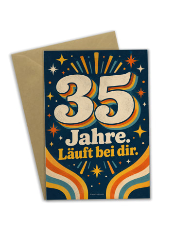 Geburtstagskarte 35. Geburtstag Zahl retro Desi... in Weiß