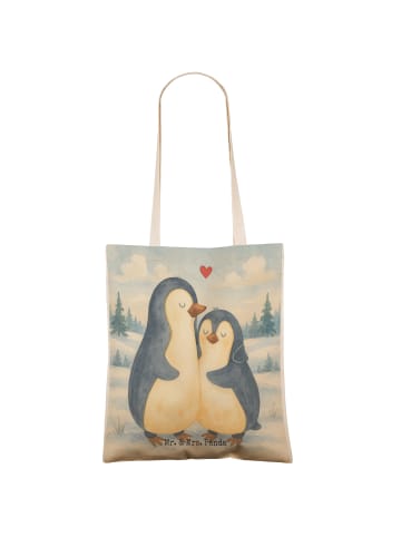 Mr. & Mrs. Panda Tote Bag Pinguin umarmen Design ohne Spruch in Weiß
