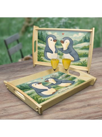 Mr. & Mrs. Panda Servier Tablett Pinguine trösten Design ohne Sp... in Weiß