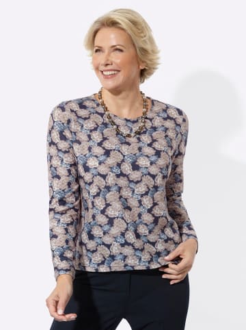 WITT WEIDEN Rundhals-Shirt in sesam-marine-bedruckt