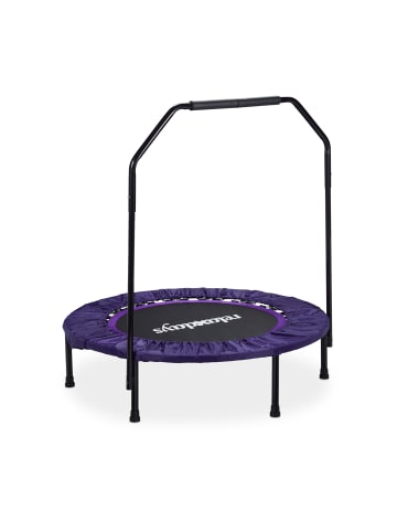 relaxdays Trampolin mit Haltestange in Schwarz-Lila - Ø 102 cm