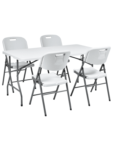 Beliani 5-tlg Gartentisch Set CUGNOLI in Weiß/Silber