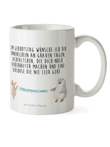 Mr. & Mrs. Panda Kaffeebecher Maus Pinguin Geburtstag mit Spruch in Weiß