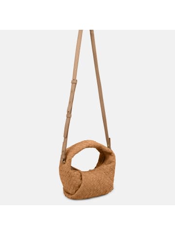 Les Visionnaires Greta mini weave Handtasche Leder 20 cm golden brown - caramel