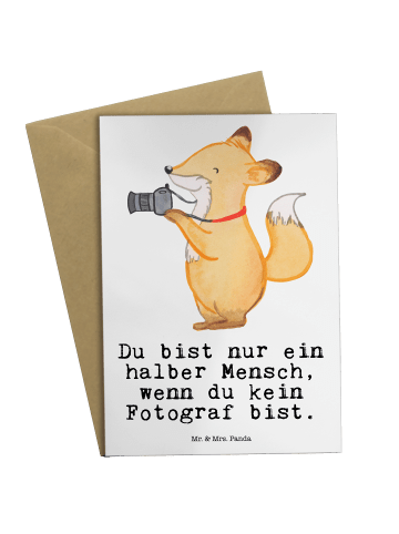 Mr. & Mrs. Panda Grußkarte Fotograf Herz mit Spruch in Weiß