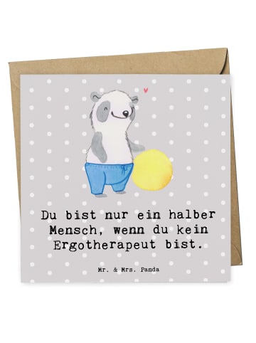 Mr. & Mrs. Panda Klappkarte Ergotherapeut Herz mit Spruch in Grau Pastell