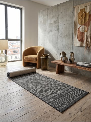 KADIMA DESIGN Teppichläufer Berber flachgewebt pflegeleicht Wohnzimmer Flur in Anthrazit