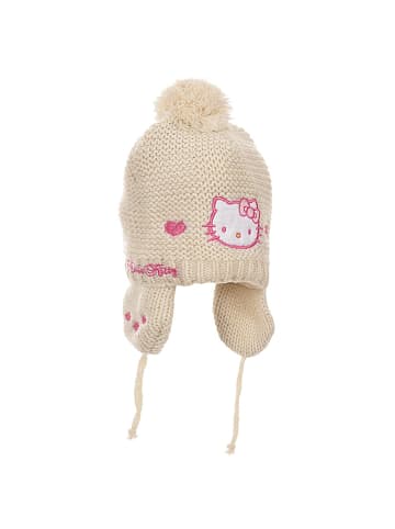 Hello Kitty Baby Mütze gestrickt mit Fleece-Futter Hello Kitty in Weiß