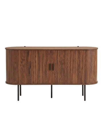 ABRIHOME Sideboard in Walnuss mit Rolljalousie Türen Eisenbeinen 120x40x75 cm