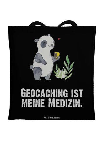 Mr. & Mrs. Panda Tragetasche Panda Geocaching mit Spruch in Schwarz