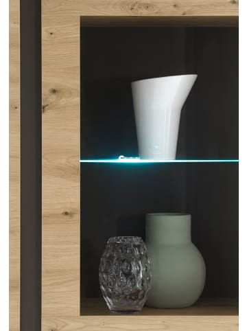 Furn.Design Sideboard Eiche Artisan, Graphit grau 138 cm, Kommode mit Soft-Close
